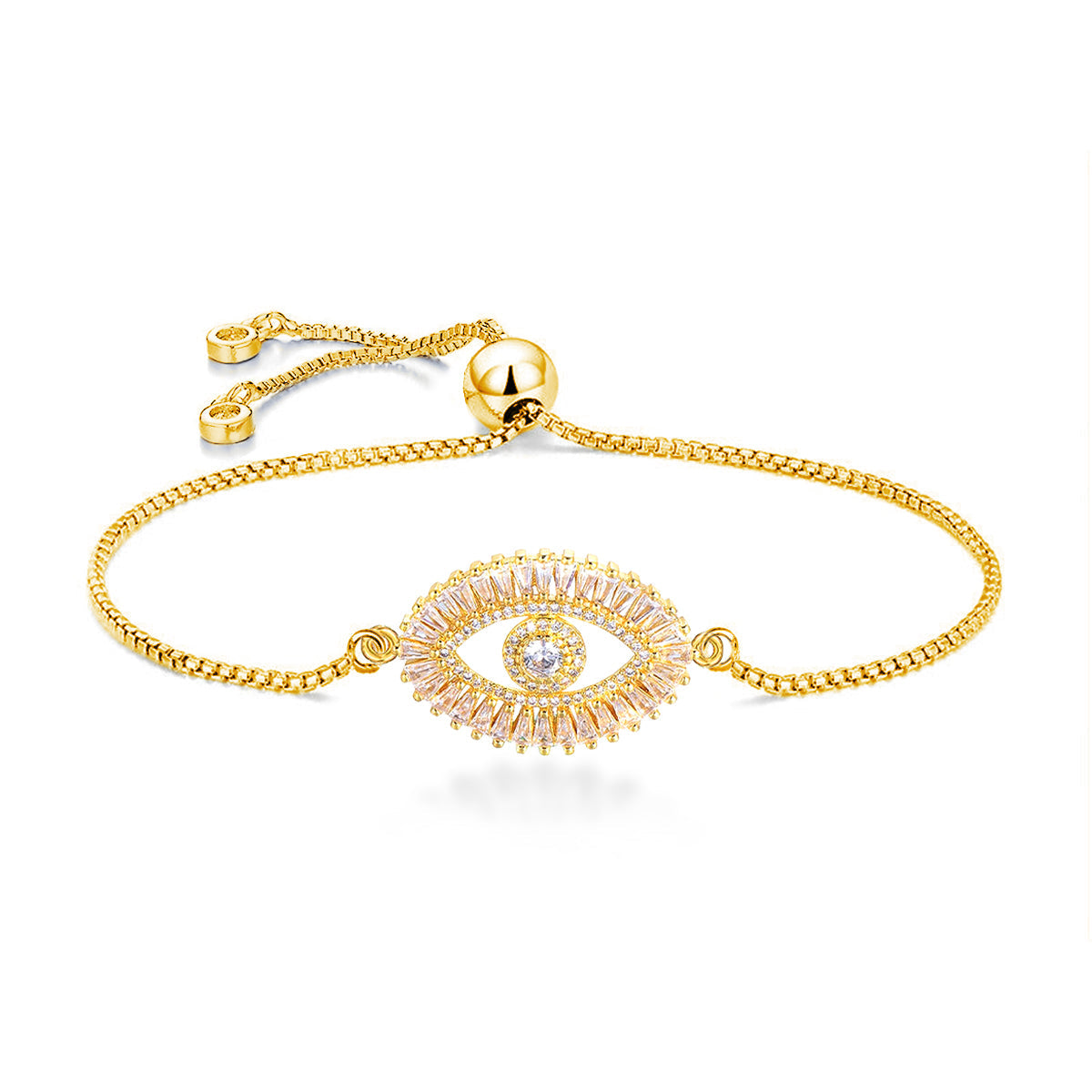 Turkish Evil Eye Lucky CZ American Diamond Slider Bracelet Bulk