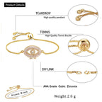 Turkish Evil Eye Lucky CZ American Diamond Slider Bracelet Bulk