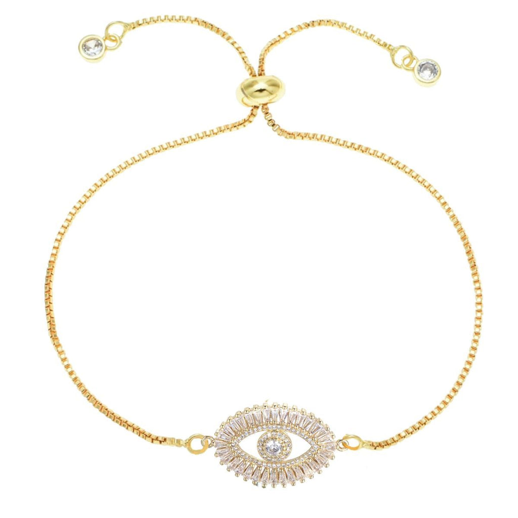 Turkish Evil Eye Lucky CZ American Diamond Slider Bracelet Bulk