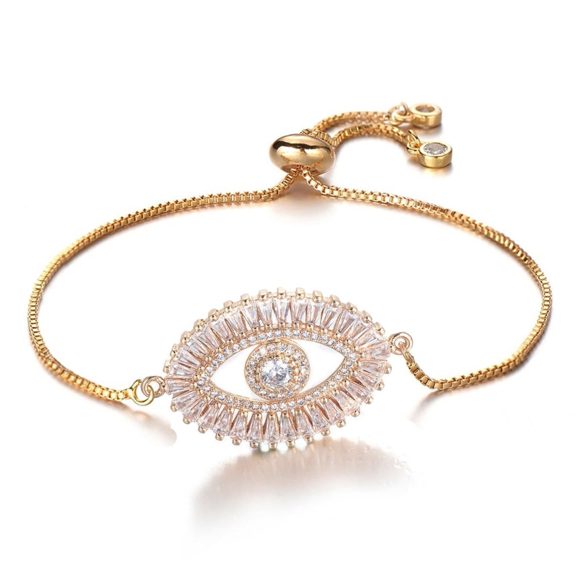 Turkish Evil Eye Lucky CZ American Diamond Slider Bracelet Bulk