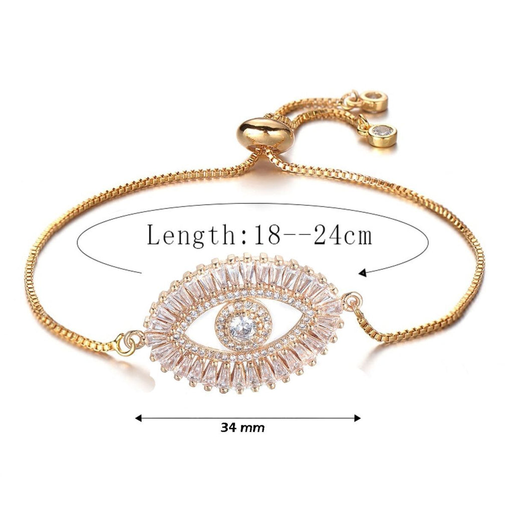 Turkish Evil Eye Lucky CZ American Diamond Slider Bracelet Bulk