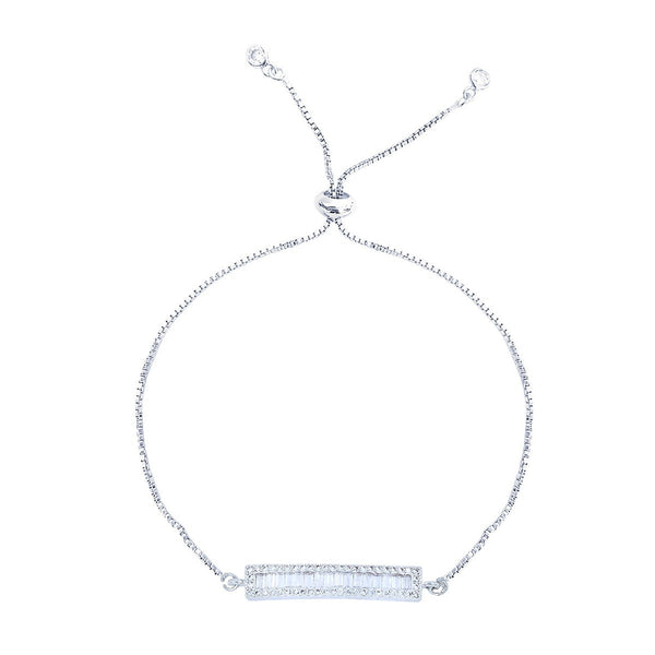 Silver Baguette CZ American Diamond Slider Tennis Bracelet Bulk Secondary image