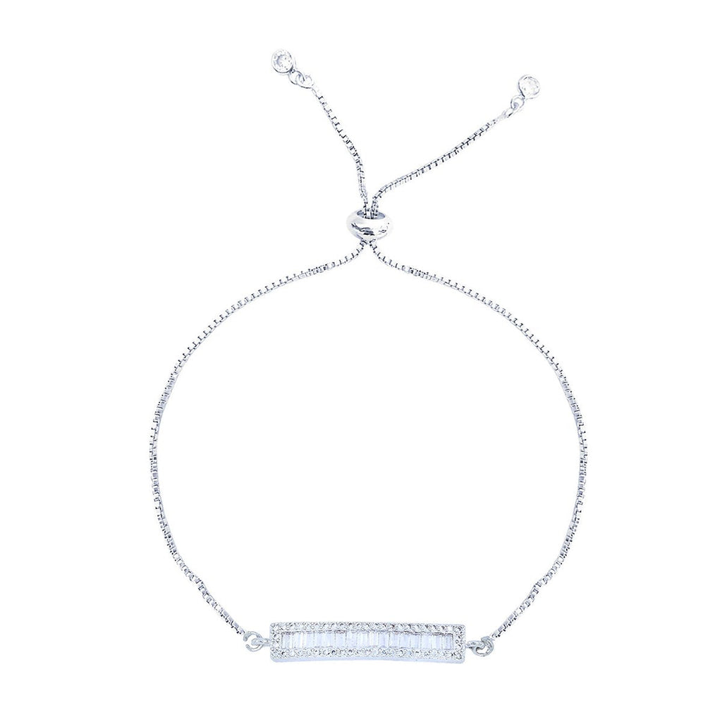 Silver Baguette CZ American Diamond Slider Tennis Bracelet Bulk