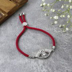 Evil Eye Good Baguette Silver Pink CZ Thread Bracelet Bulk