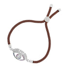 Evil Eye Good Baguette Silver Brown CZ Thread Bracelet Bulk
