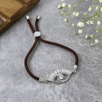 Evil Eye Good Baguette Silver Brown CZ Thread Bracelet Bulk