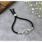Evil Eye Good Baguette Silver Black CZ Thread Bracelet Bulk