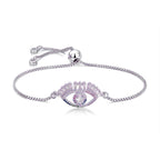 Evil Eye Baguette Cubic Zirconia American Diamond Slider Bracelet
