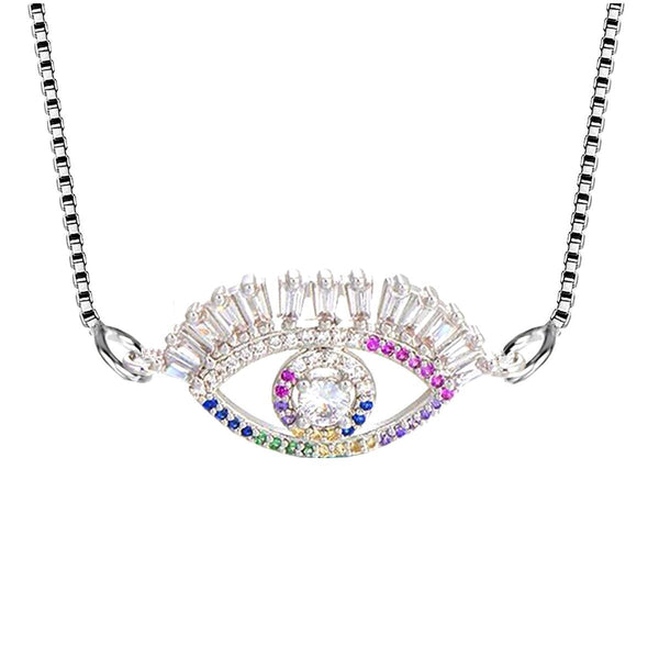Turkish Evil Eye Cubic Zirconia Diamond Necklace Pendant Chain Bulk Secondary image