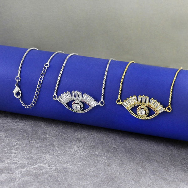 Turkish Evil Eye Cubic Zirconia Diamond Necklace Pendant Chain Bulk Main image
