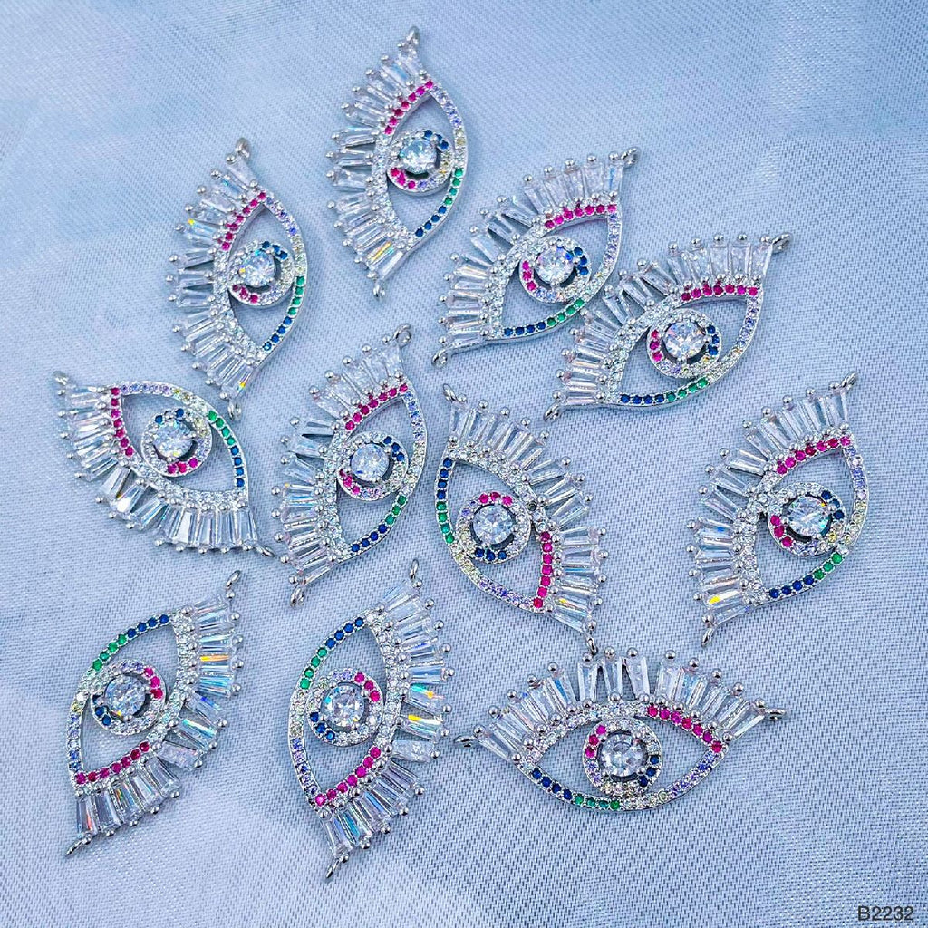 Evil Eye Nazariya Baguette CZ American Diamond Centre Pcs Bulk