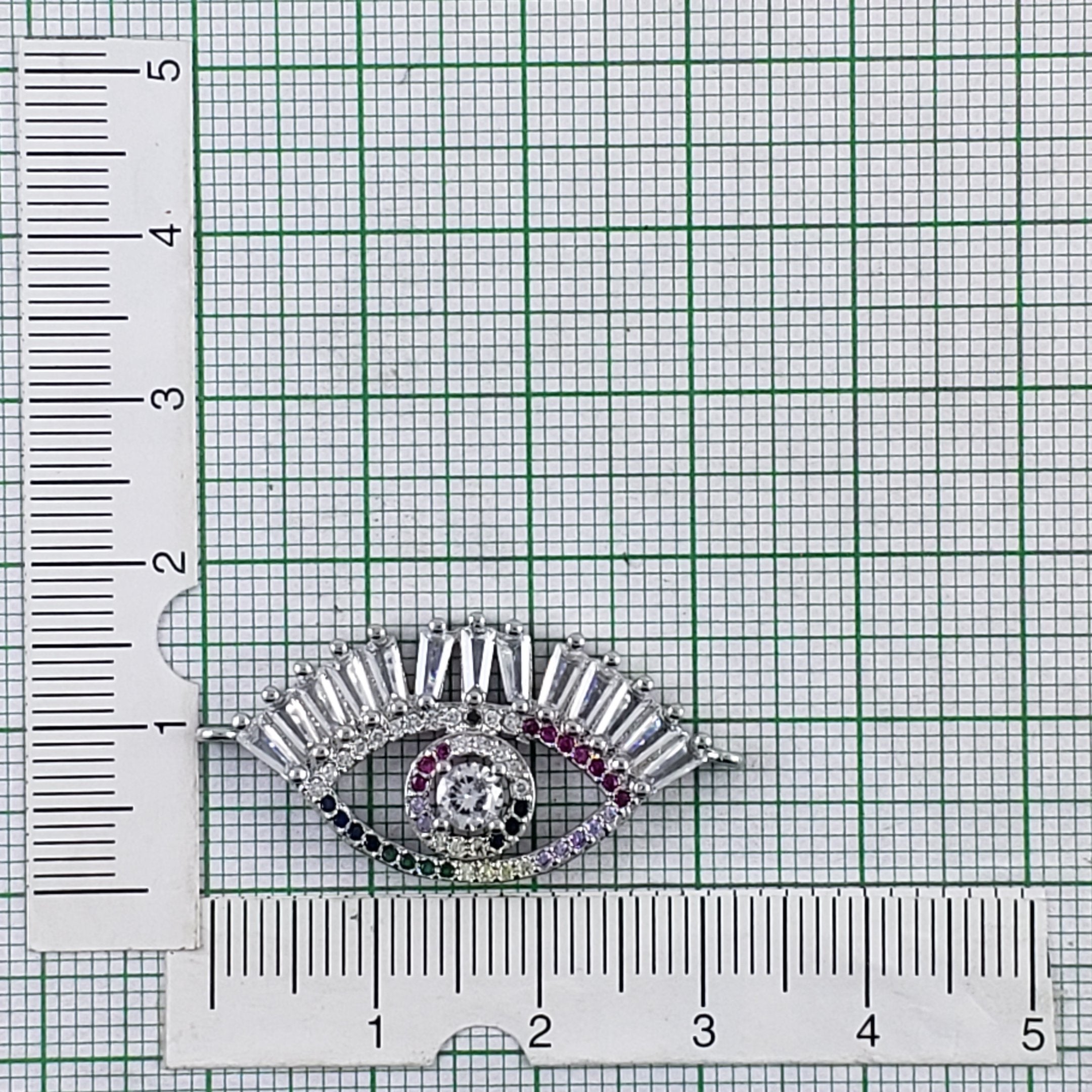 Evil Eye Nazariya Baguette CZ American Diamond Centre Pcs Bulk
