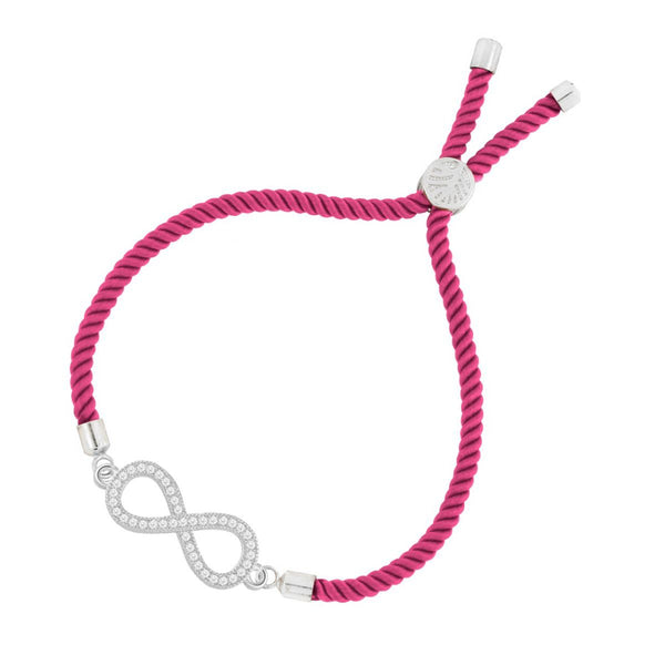 Infinity Silver Pink Cubic Zirconia Adjustable Thread Bracelet Bulk Secondary image