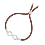 Infinity Silver Brown Cubic Zirconia Adjustable Thread Bracelet Bulk