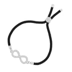 Infinity Silver Blue Cubic Zirconia Adjustable Thread Bracelet Bulk