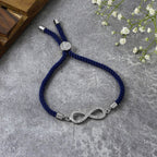 Infinity Silver Blue Cubic Zirconia Adjustable Thread Bracelet Bulk