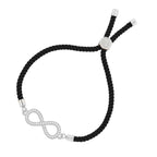 Infinity Silver Black Cubic Zirconia Adjustable Thread Bracelet Bulk