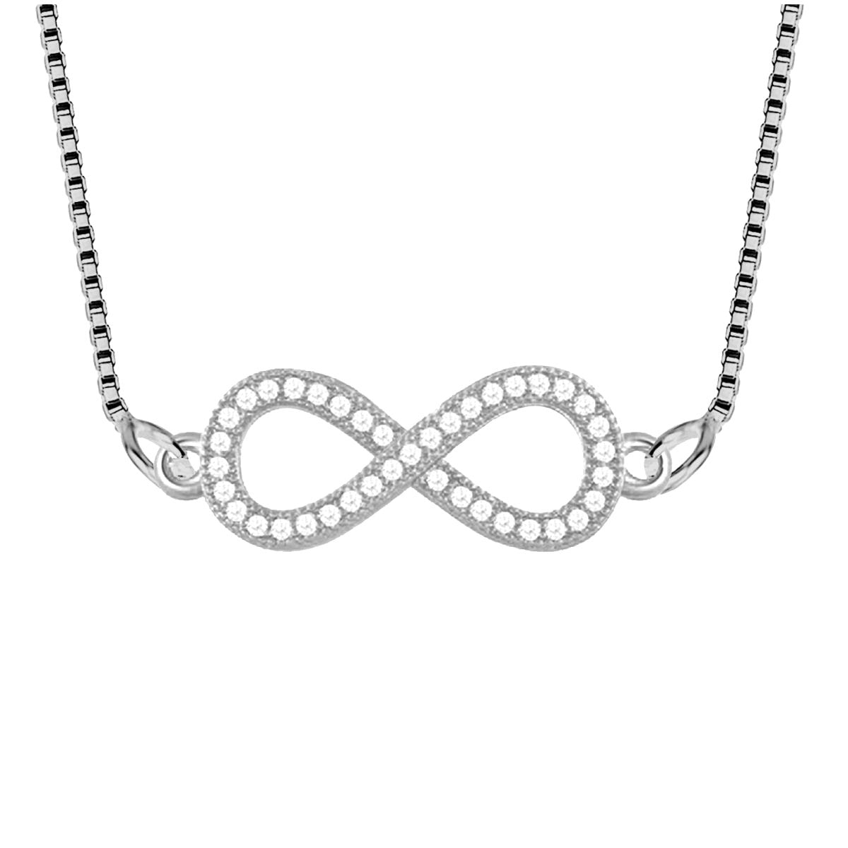 Infinity American Diamond Silver Necklace Pendant Chain Bulk