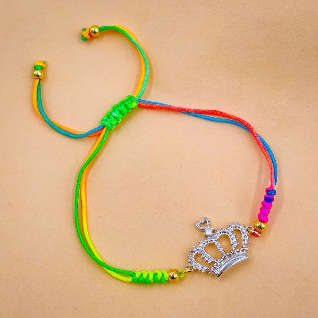 Princess Crown Copper Silver CZ Thread Adjustable Bracelet Bulk