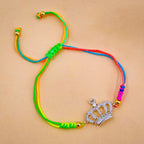 Princess Crown Copper Silver CZ Thread Adjustable Bracelet Bulk