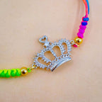 Princess Crown Copper Silver CZ Thread Adjustable Bracelet Bulk