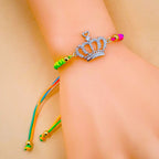Princess Crown Copper Silver CZ Thread Adjustable Bracelet Bulk