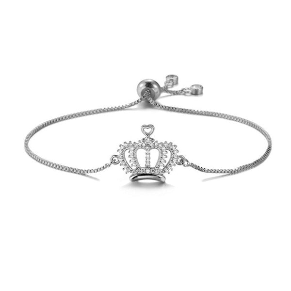 Silver Princess Crown CZ American Diamond Slider Bracelet Bulk Main image