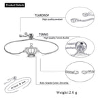 Silver Princess Crown CZ American Diamond Slider Bracelet Bulk