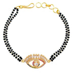 Turkish Evil Eye Good Luck Baguette Cubic Zirconia Adjustable Hand Wrist Mangalsutra Bracelet Women