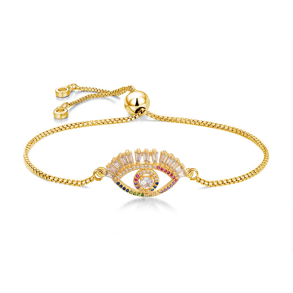 Evil Eye Good Baguette CZ American Diamond Slider Bracelet Bulk