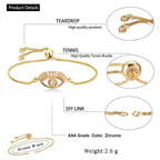 Evil Eye Good Baguette CZ American Diamond Slider Bracelet Bulk
