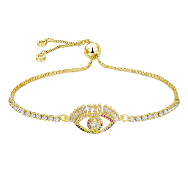 Gold CZ Slider Turkish Evil Eye Bracelet For Women Bulk Secondary image