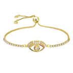 Gold CZ Slider Turkish Evil Eye Bracelet For Women Bulk