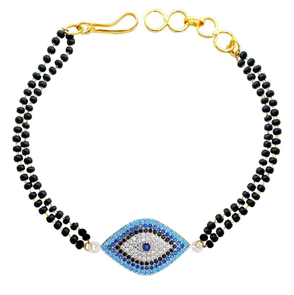 Turkish Blue Evil Eye Good Luck Cubic Zirconia American Diamond Adjustable Hand Wrist Mangalsutra Bracelet Women Secondary image