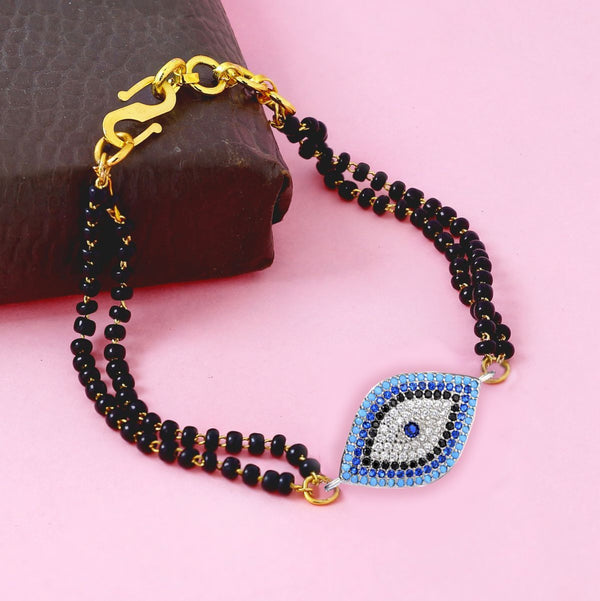 Turkish Blue Evil Eye Good Luck Cubic Zirconia American Diamond Adjustable Hand Wrist Mangalsutra Bracelet Women Main image
