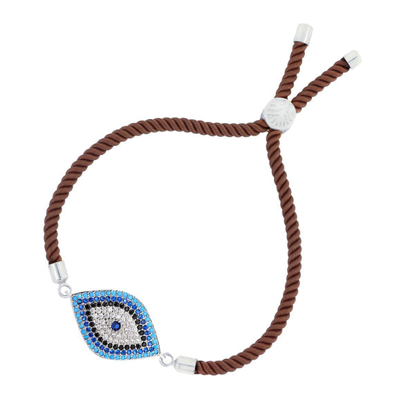 Brown Silver Leaf Thread Turkish Evil Eye Bracelet For Women Bulk Main image