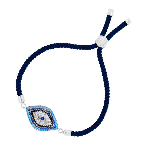 Blue Silver Leaf Thread Turkish Evil Eye Bracelet For Women Bulk Main image