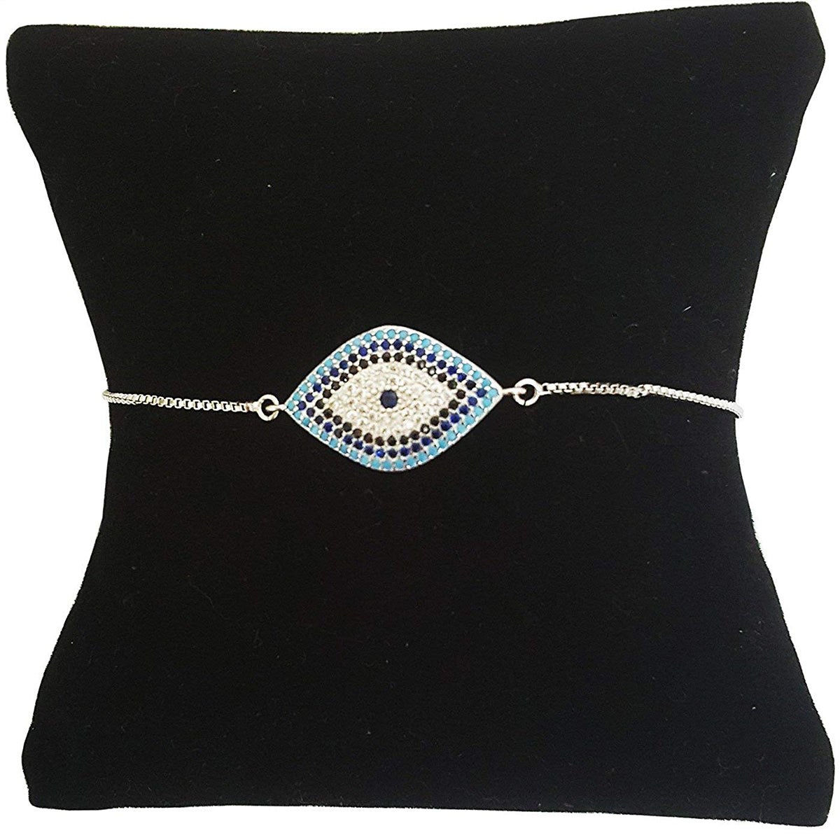 Silver Blue Evil Eye Lucky CZ American Diamond Bracelet Bulk Secondary image