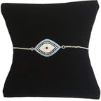 Silver Blue Evil Eye Lucky CZ American Diamond Bracelet Bulk