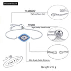 Silver Blue Evil Eye Lucky CZ American Diamond Bracelet Bulk
