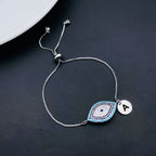 Evil Eye Silver Blue CZ Medallion Charm Slider Bracelet Bulk