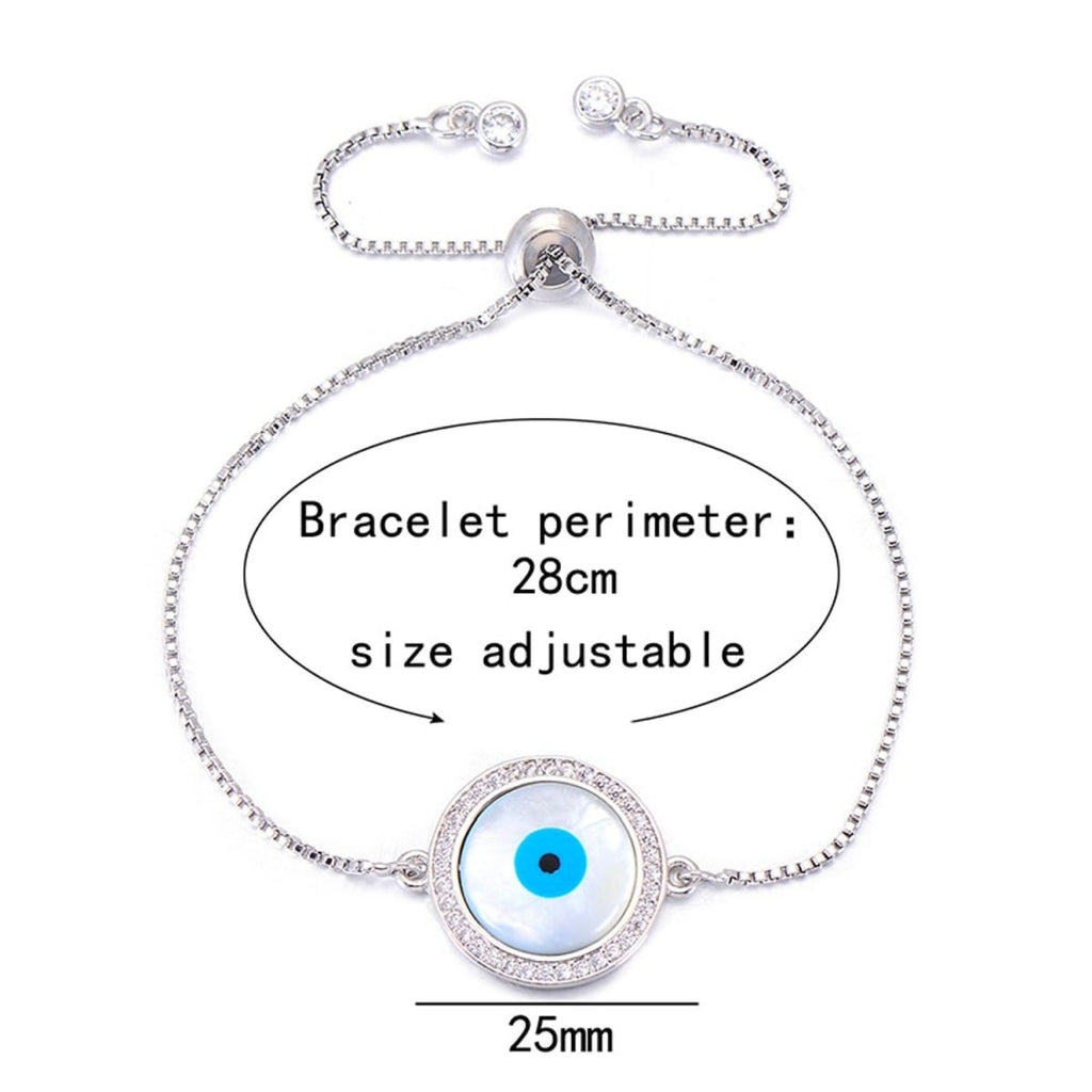 Silver Blue Evil Eye Lucky CZ American Diamond Bracelet Bulk