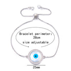 Silver Blue Evil Eye Lucky CZ American Diamond Bracelet Bulk