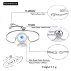 Silver Blue Evil Eye Lucky CZ American Diamond Bracelet Bulk