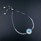 Copper CZ Crystal Silver Evil Eye Charms Slider Bracelet Girls Bulk