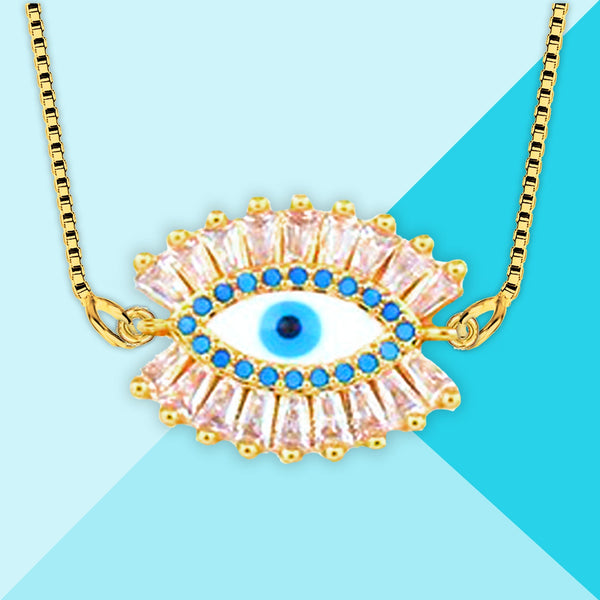 Turkish Blue Evil Eye American Diamond Necklace Pendant Chain Bulk Secondary image
