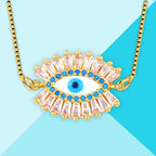 Turkish Blue Evil Eye American Diamond Necklace Pendant Chain Bulk