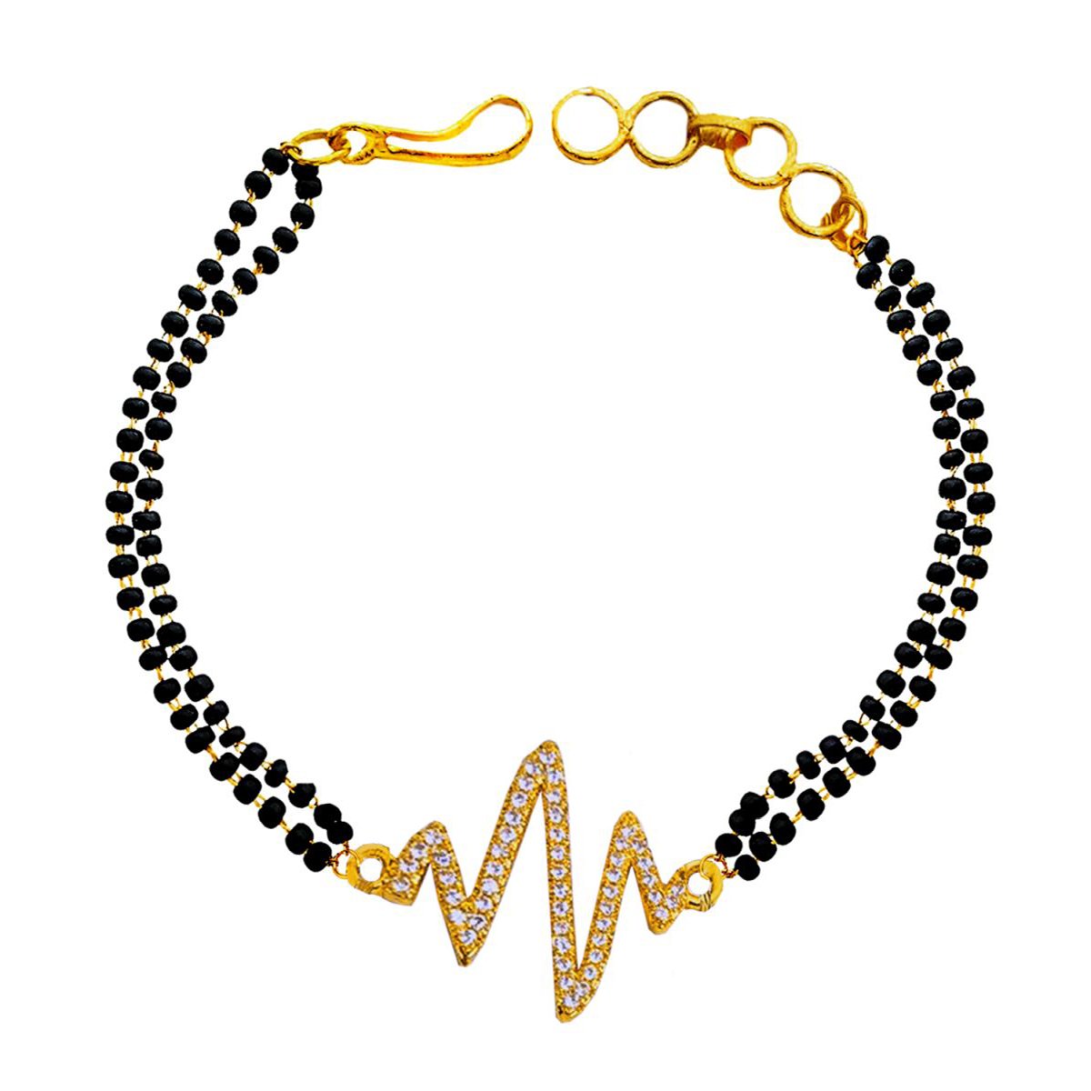 Lightning Heartbeat Pulse Charm 22K Gold Hand Haath Mangalsutra Bracelet For Women