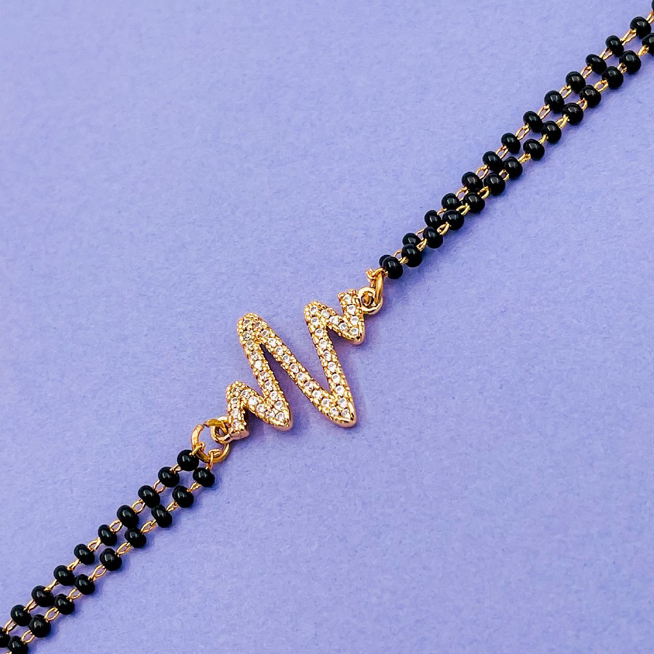 Lightning Heartbeat Pulse Charm 22K Gold Hand Haath Mangalsutra Bracelet For Women Main image