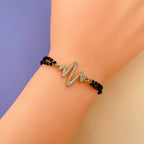 Lightning Heartbeat Pulse Charm 22K Gold Hand Haath Mangalsutra Bracelet For Women